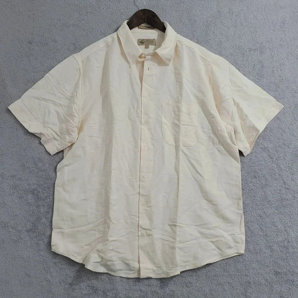 Lord & Taylor 100% Linen Blend Men's Short Sleeve Button Up Shirt L  10PT - Picture 1 of 5